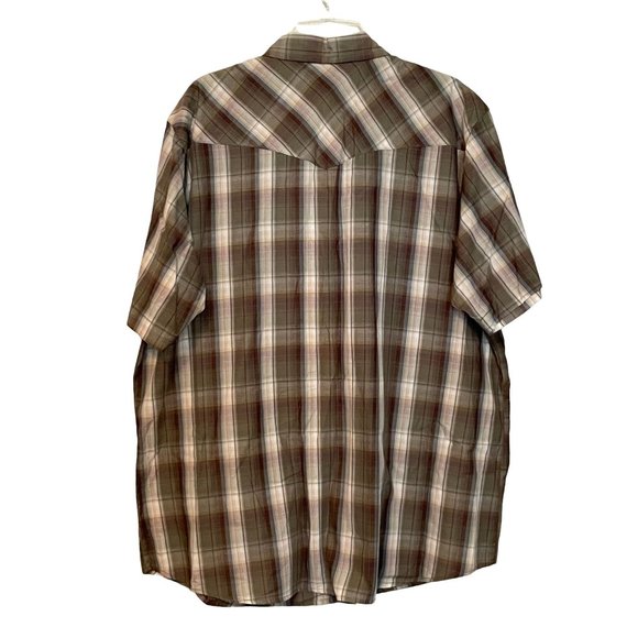 Bit Bridle Mens 2XL Pearl Snap Green Plaid Western Short Sleeve Shirt Casual - Picture 7 of 8